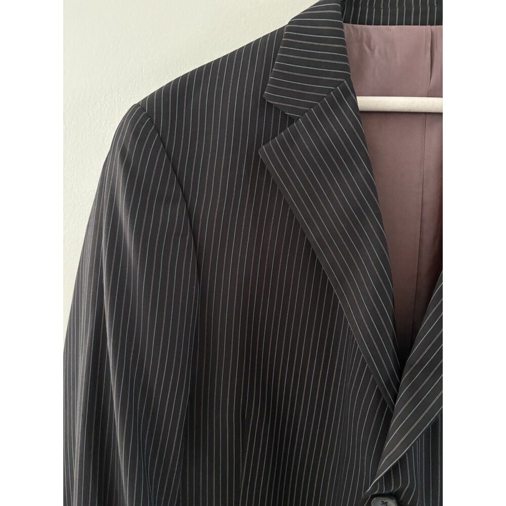BILLY LONDON UK Suit Separate Mens 46L Black Pin Stripe Jacket Blazer